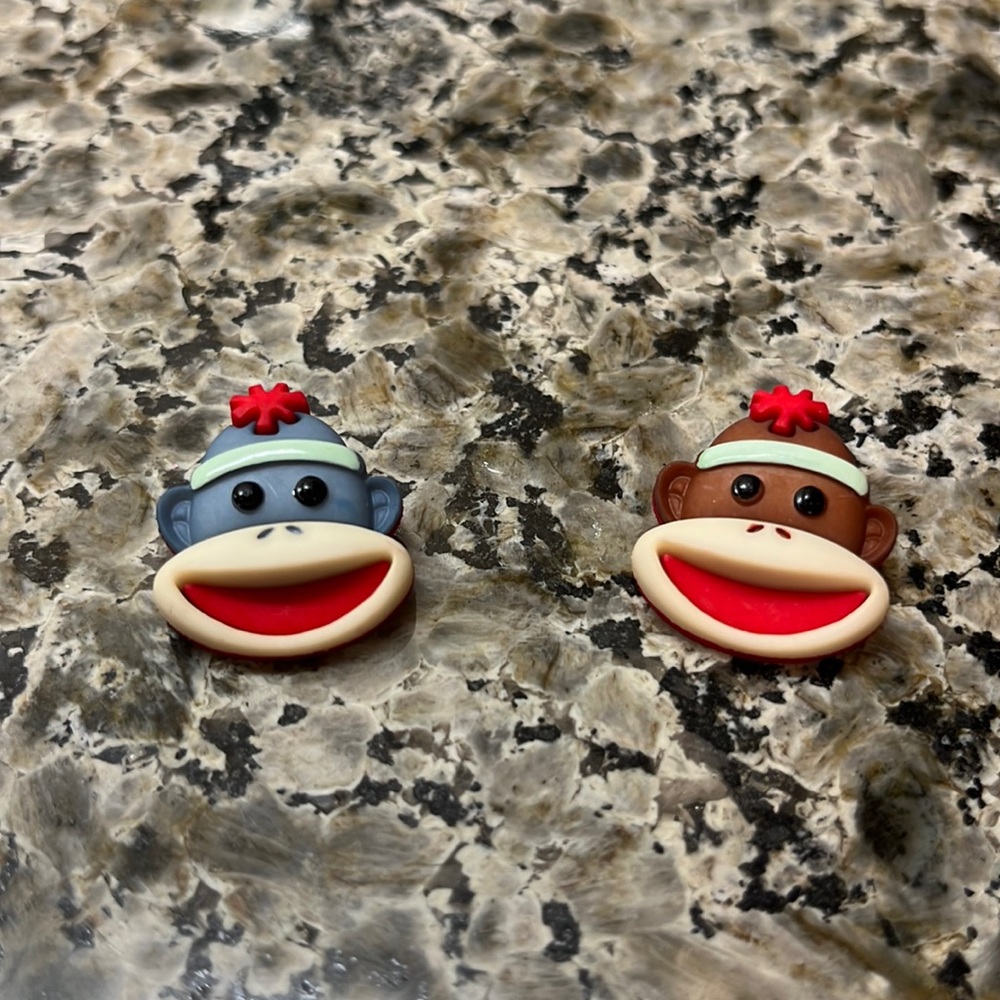 Sock Monkey backpack pins